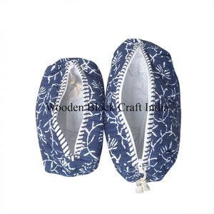 Set de Cosméticos Acolchado de Algodón Estampado a Mano con Cierre de Cremallera, Bolsa de Tela de Algodón con Estampado Floral para Mujer - Product Image 5