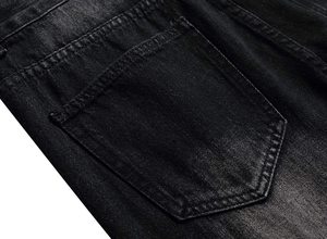 กางเกงยีนส์ขายาวของผู้ชายทรงสลิมผ้ายีนส์ทรงตรงผ้ายีนส์ขาดแบบวินเทจ - Product Image 6