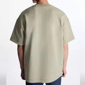 Haute Qualité Hommes De Luxe Lourd 100% Coton Épais Surdimensionné T-shirt Blanc Col Montant Lourd Surdimensionné Boxy T-Shirt pour Hommes - Product Image 2