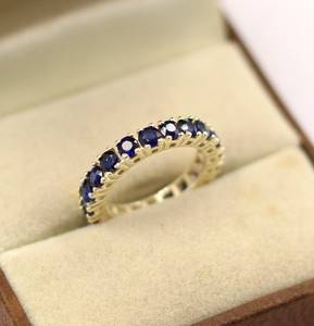 แหวนแซฟไฟร์สีฟ้านิรันดรวงแหวนแต่งงานไพลินทรงกลมตัดขนาด6.5เราคริสเตียนแหวนสัญญาสำหรับผู้หญิง - Product Image 4