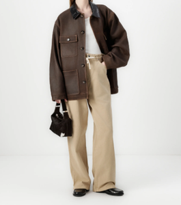 แจ็กเก็ตหนังแฟชั่นสำหรับสตรีแบบรูดซิปด้านหน้าสำหรับสุภาพสตรีสีน้ำตาลดำแบบลำลอง - Product Image 2