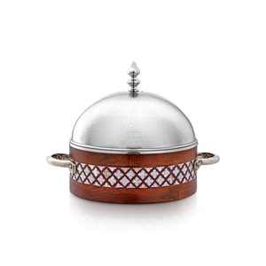 Casserole ronde élégante à double paroi en bois durable et acier inoxydable avec matériau en verre pour chaque occasion de repas - Product Image 2