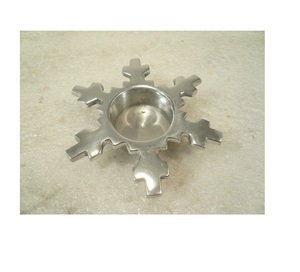 Silver Aluminium <b>Snowflake</b> Tealight Candle Holders for Home Hotel Table Top Decorative Item Candle Holder - Product Image 5