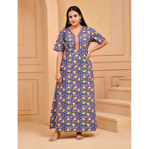 Robe de nuit confortable en coton bleu avec fermeture boutonnée, tissu popeline doux, logo personnalisé ODM pour la maison, demoiselle d'honneur, taille XS - Product Image 5