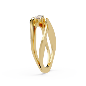 Anillo de compromiso moderno de oro puro de 14K con diamante cultivado en laboratorio de corte redondo, diseño de onda cruzada y giro abierto, para joyería fina de mujer - Product Image 4