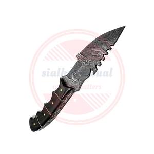 มีดติดตามการล่าสัตว์ทำด้วยมือมีดยึดใบมีดดามัสกัสเหล็กตั้งแคมป์มีดติดตามพร้อมปลอกหนัง - Product Image 4