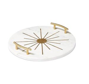 Bandeja de servicio de mármol blanco de diseño único con asas Bandejas decorativas para decoración del hogar al mejor precio. - Product Image 1