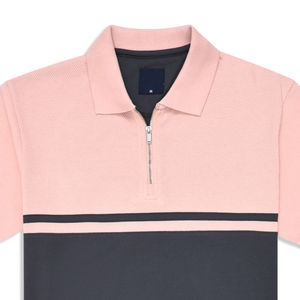 เสื้อโปโลลำลองสำหรับผู้ชาย, 100% มีซิปดีไซน์แบบทึบเนื้อสีเนื้อถ่านเป็นมิตรกับสิ่งแวดล้อม - Product Image 2