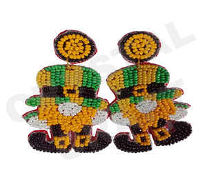 Pendientes de cuentas de fútbol de oro púrpura para mujer, Día conmemorativo patriótico, Material de tela de Color naranja, blanco y azul - Product Image 4