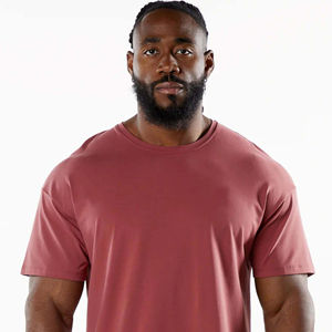 T-shirt oversize pour homme en coton éponge 100% de qualité supérieure, poids lourd, 220g, tissé, respirant, col rond uni, haute qualité - Product Image 5