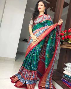 Sari en soie Crush Dola, élégants saris traditionnels indiens avec tissu doux, saris de soirée de créateur, vente en gros - Product Image 4