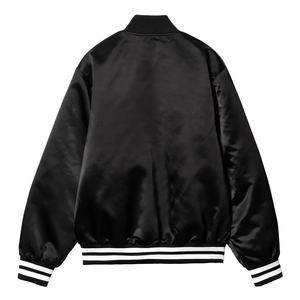 College Spirit Satin Varsity Jacket OEM Bomber Estilo de béisbol con parche bordado Diseño personalizado Varsity Jacket - Product Image 6