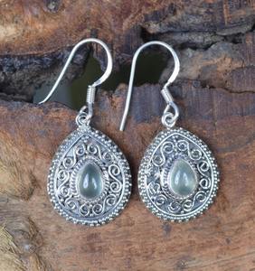 Aigue-marine filles boucles d'oreilles pendantes bijoux en argent 925 solide boucles d'oreilles en argent Sterling pierres précieuses forme ronde boucles d'oreilles pour les femmes - Product Image 3