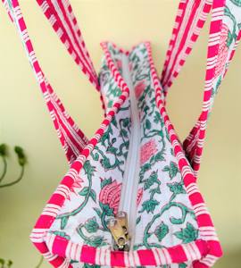 Sac fourre-tout indien fait à la main en coton vintage matelassé imprimé floral petite taille épaule Shopping printemps été hiver - Product Image 4