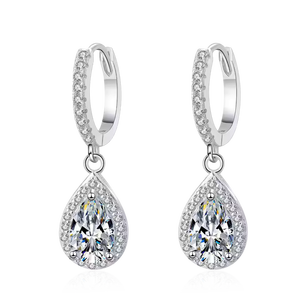 NOVAMART Fine 2 Ct GRA Certified Pear Shaped Moissanite 925 <b>Sterling</b> <b>Silver</b> <b>Stud</b> Earrings Wholesale Export - Product Image 1