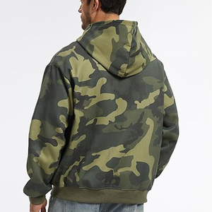 Sweat à capuche personnalisé pour homme, poids lourd 500 g/m², design camouflage, fermeture éclair, tissu polaire, haute qualité, ODM/OEM - Product Image 2