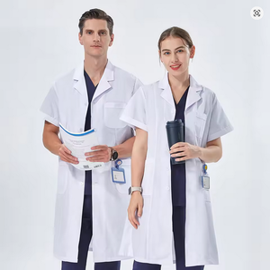 Bata básica blanca personalizable de longitud regular para hombres y mujeres como uniformes de hospital - Product Image 1