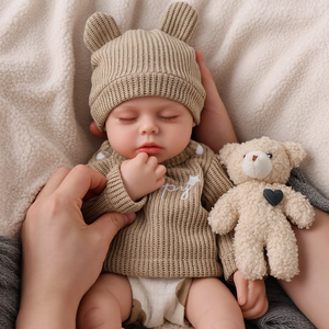 Poupées bébé réalistes en <span class=keywords><strong>silicone</strong></span> platine de 12 pouces, <span class=keywords><strong>corps</strong></span> entier, bébé endormi, petit garçon, Babeside Lucy - Product Image 3