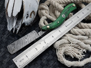 Maquinilla de afeitar recta de acero de Damasco hecha a mano personalizada, mango de madera, agarre de mano perfecto, Funda de cuero gratis, regalo Ideal para él - Product Image 3