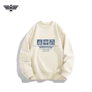 Custom Color 100% Cotton Breathable Winter Solid <b>Men</b> Crewneck Sweatshirt ANYHOW Casual <b>Pullover</b> - Product Image 3