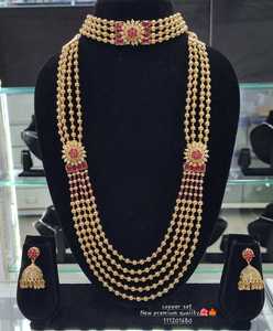 ENSEMBLE DE BIJOUX INDIENS TRADITIONNELS ET À LA MODE EN CUIVRE ENSEMBLE DE BIJOUX DE MARIAGE POUR FEMMES BOUCLES D'OREILLES ET COLLIER - Product Image 3