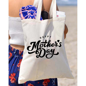 Sac fourre-tout noir personnalisable et écologique - Cadeau pour la fête des mères pour mère, fils, sœur |   Sac de courses en toile 100% coton - Product Image 5