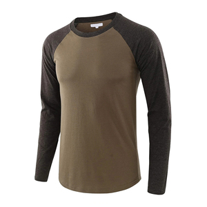 T-shirt slim en tricot à manches longues raglan pour hommes, manches contrastées, en coton décontracté de haute qualité, logo personnalisé, vente en gros du fabricant OEM - Product Image 5