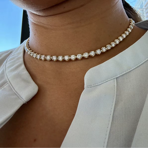 Elegant Luxurious 20 Carat Moissanite <b>Diamond</b> Crown Tennis <b>Necklace</b> Sterling <b>Silver</b> Link Chain Trendy IGI Certified Fine Chains - Product Image 1