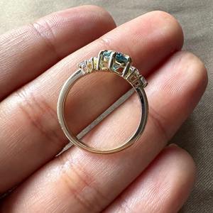 Anillo de Compromiso con Diamante Cultivado en Laboratorio de Corte Marquesa de 2 Quilates, Color Azul, en Oro de 14k, Anillo de Boda de Cinco Piedras para Mujer a Bajo Precio - Product Image 6