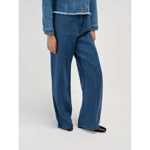 Pantalon en jean décontracté à jambe large, tissu denim délavé, lavable, logo personnalisé, fabricant OEM ODM, fournisseur, vente en gros, marque privée, export - Product Image 2