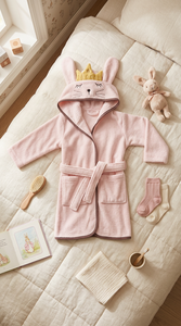 Ensemble de bain pour bébé moderne, écologique, durable, lavable, en coton biologique tissé OEM, avec broderie d'animaux mignons - Product Image 1