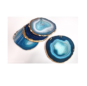 Accessoires de vaisselle Sous-verre en agate avec tranche d'agate plaquée or au prix de gros avec une qualité supérieure - Product Image 2