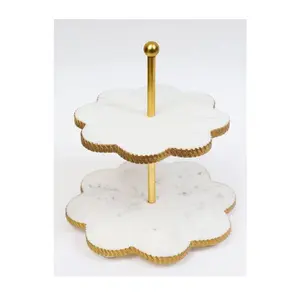 Structuur Van Bloemen Cake Serveren Rekken Voor Bruiloft En Kerst Tafel Decor Valentijn Cake Stand Double Tier Marmer Cake Tools