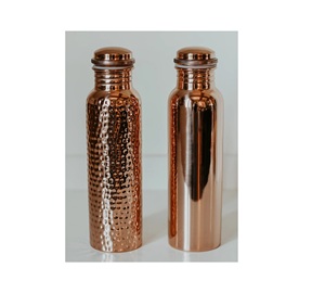 Bouteille d'eau en cuivre pur 100% martelé 34 Oz Extra Large-Un navire ayurvédique étanche pour le voyage de yoga emporter le navire gravé - Product Image 6