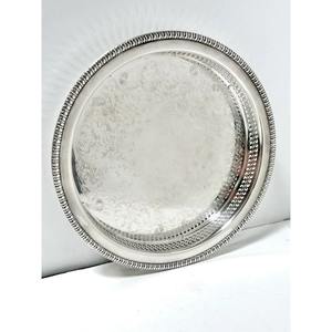Plateau en argent plaqué avec bordure ajourée, plat de service en argent vintage orné, Wm. Plateau décoratif gravé Rogers - Product Image 4