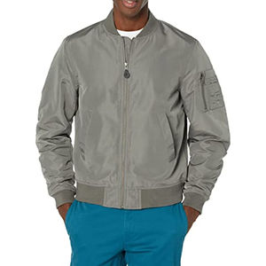 Blouson aviateur en toile léger et décontracté pour hommes, coupe-vent imperméable avec col montant, veste de créateur grande taille pour les golfeurs - Product Image 1
