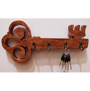 Porte-clés en bois fait main Porte-clés en bois naturel Porte-clés en bois avec crochets en métal Porte-clés en bois récupéré - Product Image 3