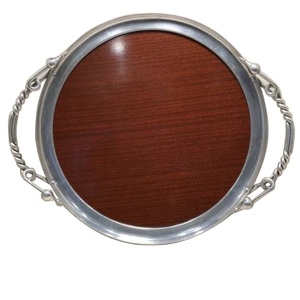 Plateau de service artisanal imprimé bleu en bois servant de délicieux plats et desserts servant des restaurants d'hôtel et de restauration - Product Image 3