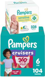 Pampers Pull On Cruisers 360 °   Couches jetables pour bébé taille 6, 104 unités avec lingettes pour bébé sensibles à base d'eau 4X Pop-Top - Product Image 3