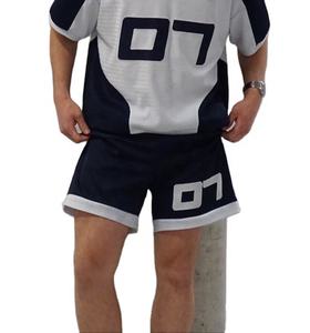 กางเกงขาสั้นจ็อกเกอร์ผู้ชายผ้าเฟรนช์เทอร์รี่สั่งทำขายส่ง ผ้าฝ้ายถัก 100% พิมพ์ลายพัฟ ปิดเชือกผูกเอว กางเกงขาสั้นผ้าเจอร์ซีย์เนื้อผ้าฝ้ายอย่างดี - Product Image 1