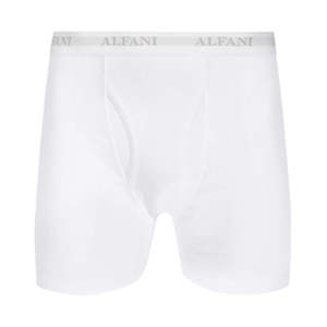 Alfani Boxer da Uomo a Vita Media, Confezione da 5, Bianchi, Taglia S - Traspiranti 100% Cotone con Logo Ricamato a Righe - Product Image 1