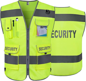 Vestes pour hommes Gilet de sécurité personnalisé haute visibilité pour hommes travailleur multi-poches vêtements de travail réfléchissants sans manches vestes de sécurité pour hommes - Product Image 3