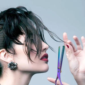 Tijeras de adelgazamiento de Salón al por mayor titanio color arcoíris Acero inoxidable 6,5 pulgadas tijeras de adelgazamiento de cabello - Product Image 3