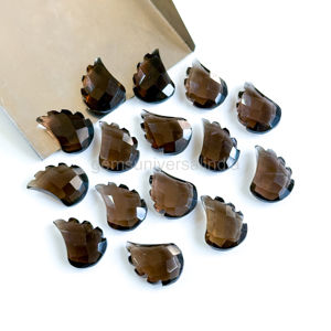 Quartz fumé naturel sculpté à la main pierres précieuses en vrac breloques feuille 15mm perles de Quartz fumé pour la fabrication de bijoux fournitures par grossiste - Product Image 1