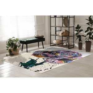 Banksy Rose Graffiti Printed <b>Rug</b> - Modern, Machine Washable, Cool,<b>Chenille</b> <b>Rug</b> - Product Image 2