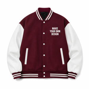Custom Design <b>Men's</b> Varsity <b>Jacket</b> Black <b>White</b> PU Leather Sleeve Casual Autumn Button Front Heat Transfer Printing - Product Image 2