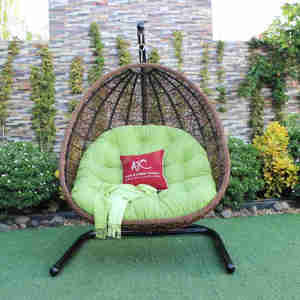 Modern <b>Brown</b> <b>Rattan</b> Wicker Swing with Aluminum Frame Stainless Steel Stand for Outdoor Patio Restaurant or <b>Garden</b> Leisure Use - Product Image 1