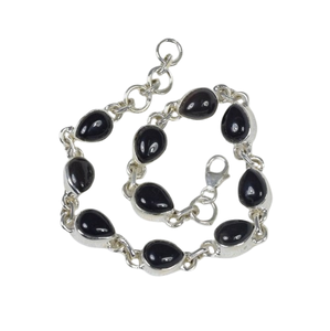 <b>Solid</b> 925 Sterling <b>Silver</b> Gorgeous Black Onyx Pear Shape Gemstone Handmade Fine <b>Silver</b> <b>Bracelet</b> Jewelry Sterling <b>Silver</b> Jewelry - Product Image 1