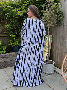 Kaftan hecho a mano de rayón Tie-Dye para mujer, ropa de playa larga informal de media manga, hasta el suelo, regalo perfecto Natural para ella - Product Image 4