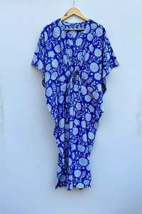 Vestido caftán con cuello en V ligero de algodón 100% para mujer, Maxi hasta el suelo, bloque de mano, Camisón con estampado Floral, ropa de playa de verano Formal - Product Image 5